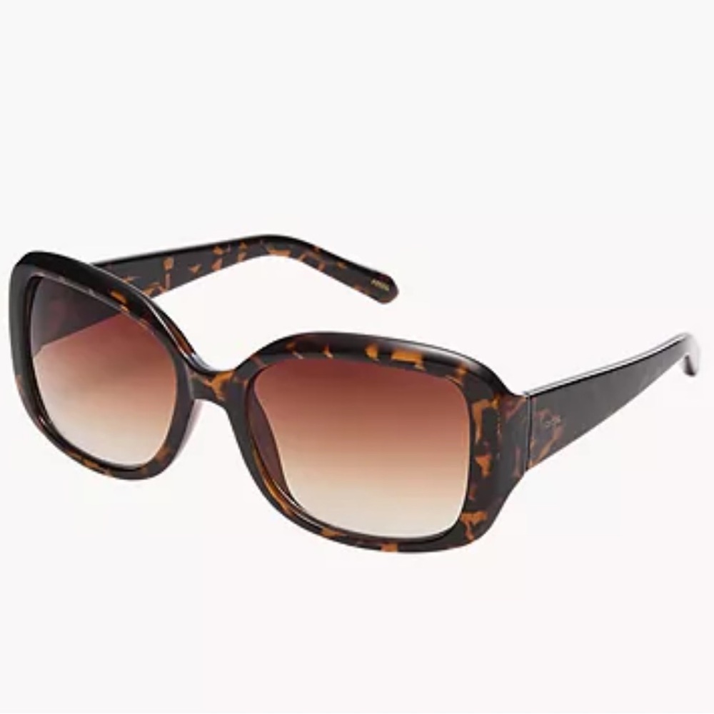 NEW Fossil Brown Tortoiseshell Square Non-Polarized Sunglasses w/ Gradient Lens